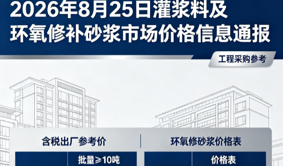 桐乡2026年8月25日灌浆料及环氧修补砂浆市场价格信息通报